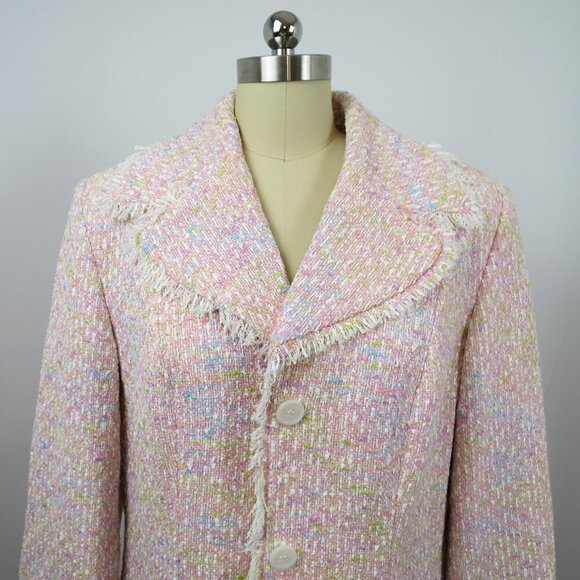 NWT Supply & Demand Pink Rainbow Pastel Bouclé Coat Made in USA of French Fabric - Picture 1 of 16